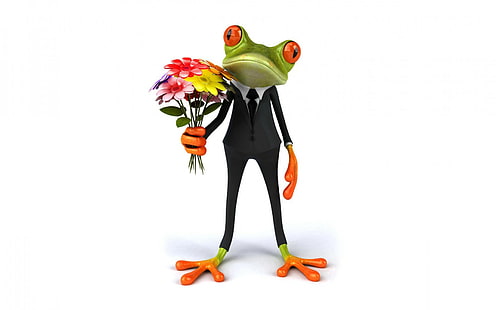 Frog 3D, frog, 3d, funny, HD wallpaper HD wallpaper
