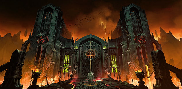 DOOM Eternal, Doom Slayers Club, Hellgate, HD-Hintergrundbild HD wallpaper
