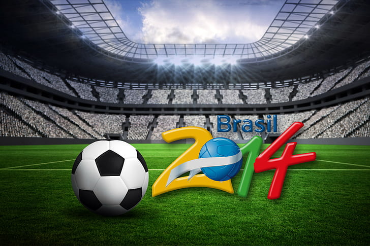 Бразилия, Чемпионат мира по футболу 2014, Бразилия, Чемпионат мира по футболу, 2014, футбол, стадион, флаг, HD обои