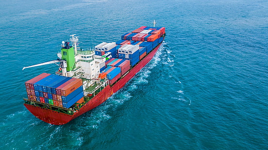  ocean, ship, containers, HD wallpaper HD wallpaper
