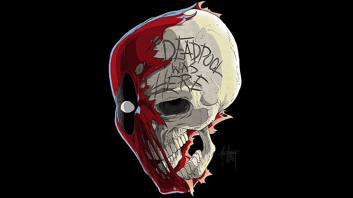 ديدبول الجمجمة قصاصة فنية ، كاريكاتير ، ديدبول ، مير مع الفم، خلفية HD