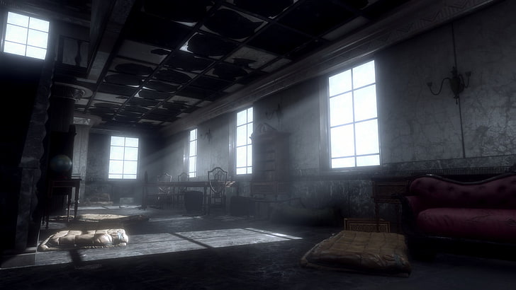 svartvitt betongbyggnad, Fallout 4, Fallout, HD tapet