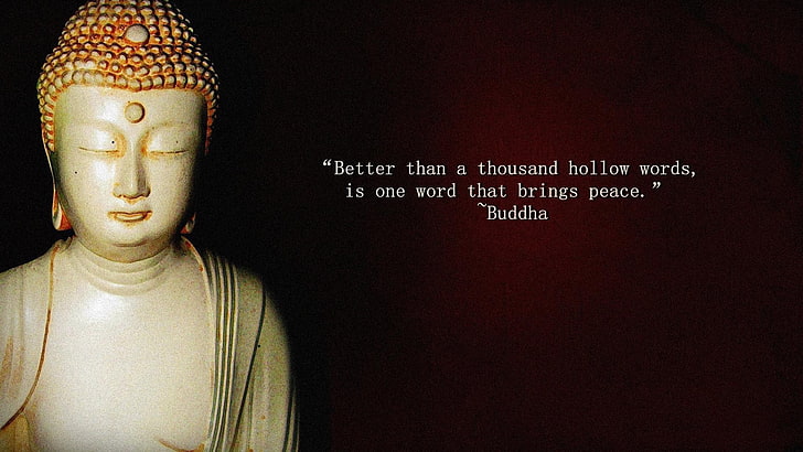 Tapeta Gautama Budda, minimalizm, cytat, tekst, Budda, buddyzm, rzeźba, pokój, medytacja, gradient, Tapety HD