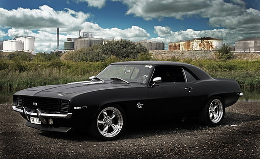 negro muscle car, coche, Chevrolet Camaro SS, muscle cars, Fondo de pantalla HD HD wallpaper