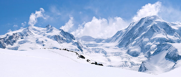 glacier mountain, winter, mountains, nature, landscape, HD wallpaper