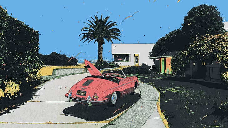 car, cabriolet, minimalism, clear sky, HD wallpaper