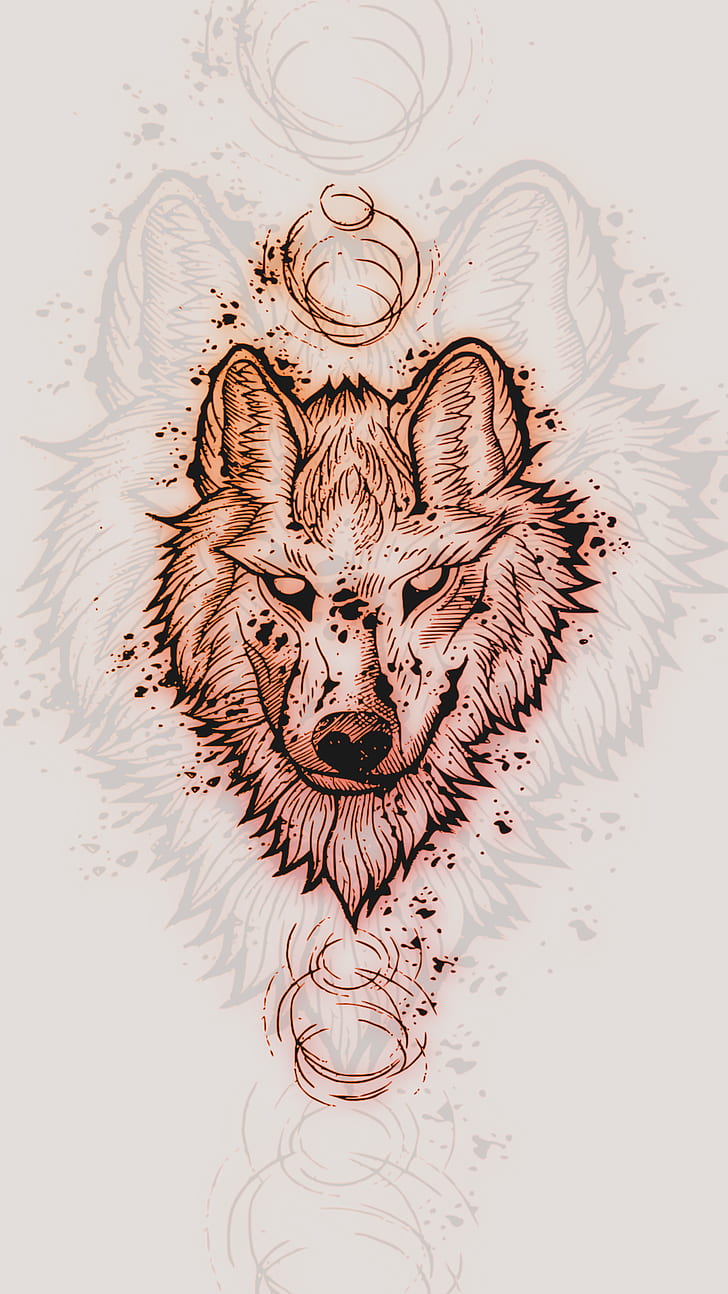 wolf, drawing, HD wallpaper