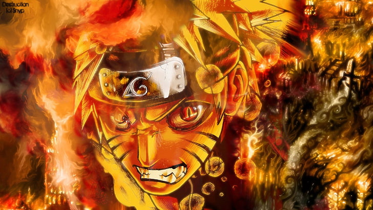 Naruto Shippuuden, Uzumaki Naruto, Kyuubi, gelembung, api, Snyp, Jinchuuriki, anime, Wallpaper HD