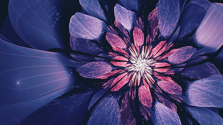 ilustrasi bunga petaled ungu dan merah, abstrak, ungu, Wallpaper HD