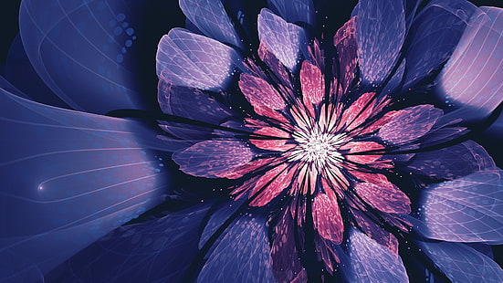 ilustrasi bunga petaled ungu dan merah, abstrak, ungu, Wallpaper HD HD wallpaper