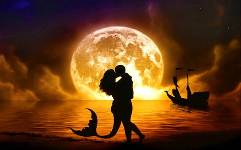 ロマンチックな恋人たちの抱擁とキスの壁紙画像のHD、 HDデスクトップの壁紙 HD wallpaper