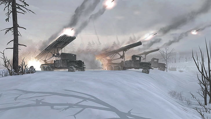 Katyusha Rakete, Videospiele, Schnee, Krieg, Raketen, Katyusha Rakete, Videospiele, Schnee, Krieg, Raketen, HD-Hintergrundbild