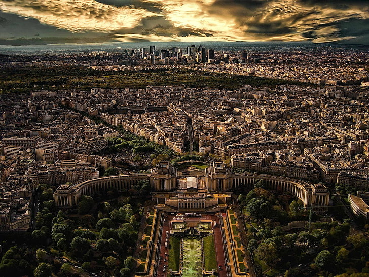 vue aérienne de la ville, illustration, Fond d'écran HD