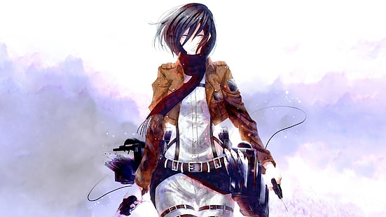 Атака върху тапет на Titan Mikasa, аниме момичета, Shingeki no Kyojin, Mikasa Ackerman, аниме, HD тапет HD wallpaper