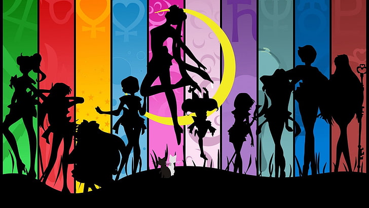 Sailor Moon dijital duvar kağıdı, Sailor Moon, Chibi-Usagi, Tsukino Usagi, Hino Rei, Kino Makoto, Aino Minako, Mizuno Ami, hotaru tomoe, Luna, Haruka Tenoh, Michiru Kaioh, Setsuna Meioh, HD masaüstü duvar kağıdı