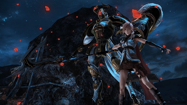 شخصيتان من الرسوم المتحركة خلفية رقمية وألعاب فيديو و Final Fantasy XIII و Claire Farron، خلفية HD