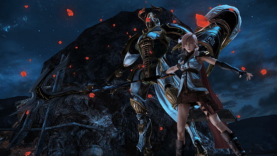 วอลล์เปเปอร์ดิจิทัลตัวละครหญิงอนิเมะสองตัววิดีโอเกม Final Fantasy XIII แคลร์ฟาร์รอน, วอลล์เปเปอร์ HD HD wallpaper