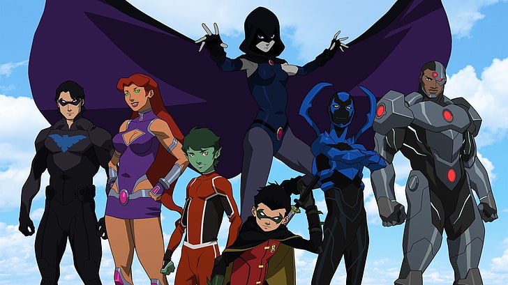 Movie, Justice League vs. Teen Titans, Beast Boy, Blue Beetle (DC Comics), Cyborg (DC Comics), Nightwing, Raven (DC Comics), Robin (DC Comics), Starfire (DC Comics), HD wallpaper