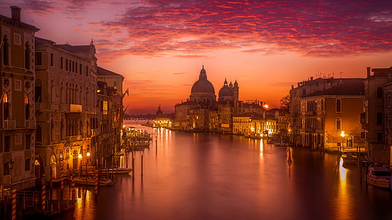 كاتدرائية إيطاليا ، سانتا ماريا ديلا ، الأضواء الليلية ، البندقية ، السماء ، الغيوم ، النهر ، إيطاليا ، الكاتدرائية ، الأضواء الليلية ، البندقية ، السماء ، الغيوم ، النهر، خلفية HD HD wallpaper