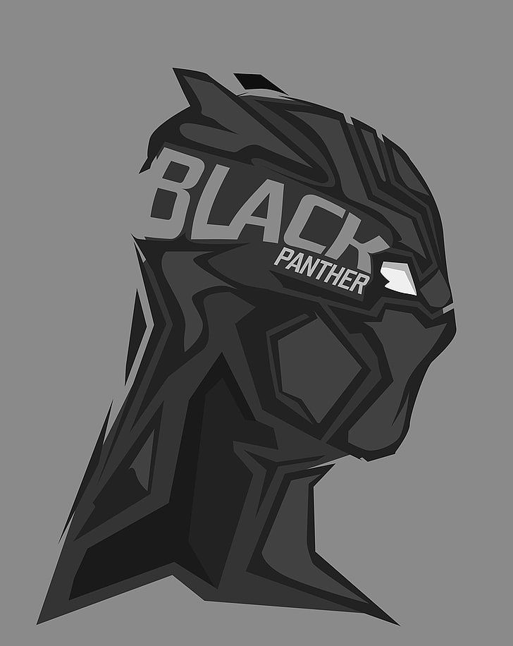 Black Panther Hintergrund, Black Panther, Bosslogic, Marvel Comics, grauer Hintergrund, HD-Hintergrundbild, Handy-Hintergrundbild