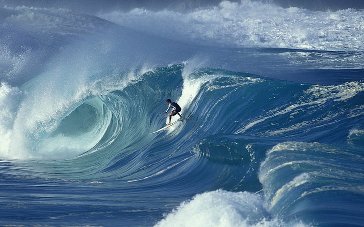 barrel waves, sea, surfers, surfing, waves, men, sport, sports, HD wallpaper
