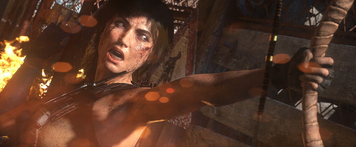 brauner Wandspiegel mit Holzrahmen, Lara Croft, Tomb Raider, Rise of the Tomb Raider, HD-Hintergrundbild