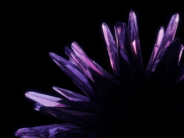Purple Black Crystals HD, digital/artwork, black, purple, crystals, HD wallpaper
