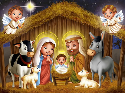 Födelse av Jesus, jul, bibel, december, födelse, jesus, 3d och abstrakt, HD tapet HD wallpaper