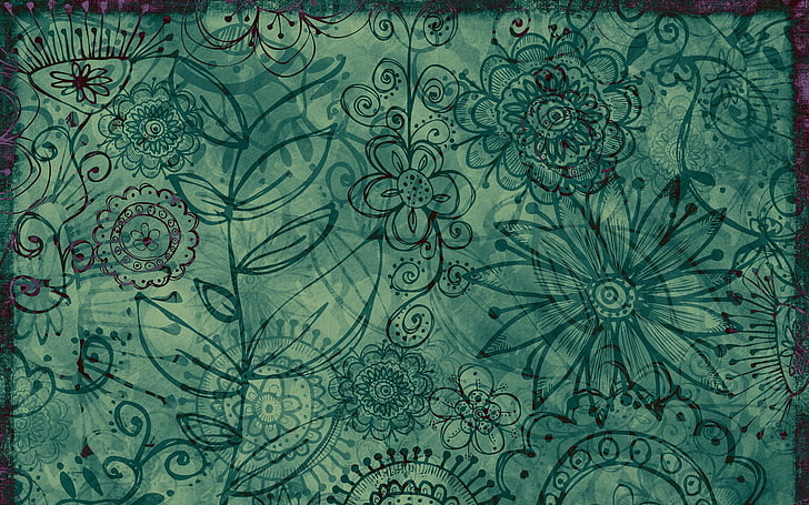 abstract, pattern, artwork, flowers, texture, plants, HD wallpaper