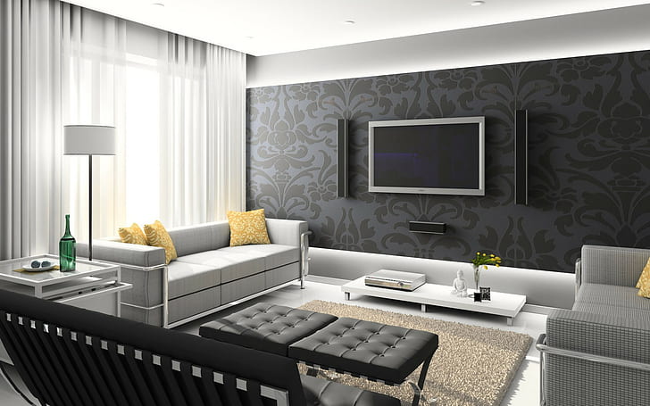 salas de estar, ambiente interno, design de interiores, HD papel de parede