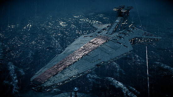 Gwiezdne wojny, Star Wars Battlefront II (2017), deszcz, gwiezdny niszczyciel klasy Venator, woda, Tapety HD HD wallpaper