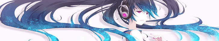 auriculares vocaloid hatsune miku cabello azul anime ojos rosados ​​chicas anime 5760x1080 Gente Cabello rosado HD Art, vocaloid, auriculares, Fondo de pantalla HD