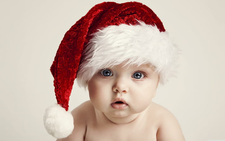 Cute little santa, babies, cute, little, santa, face, HD wallpaper