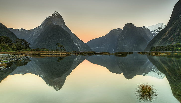 Earth, Milford Sound, Aotearoa, Fjord, Mitre Peak, Mountain, New Zealand, Peak, Reflection, Southern Alps, HD wallpaper