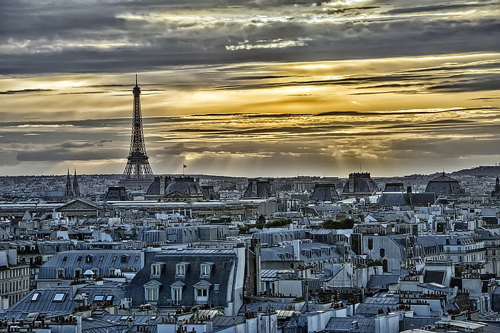 Cityscape, gökyüzü, Paris, Eyfel Kulesi, Fransa, HD masaüstü duvar kağıdı