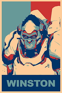 propaganda, Winston (Overwatch), Overwatch, Gamer, HD wallpaper HD wallpaper