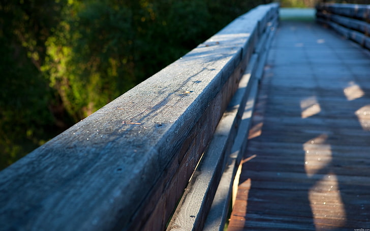 серый деревянный мост, мост, дерево, HD обои