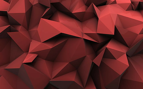 red graph wallpaper, low poly, poly, digital art, HD wallpaper HD wallpaper
