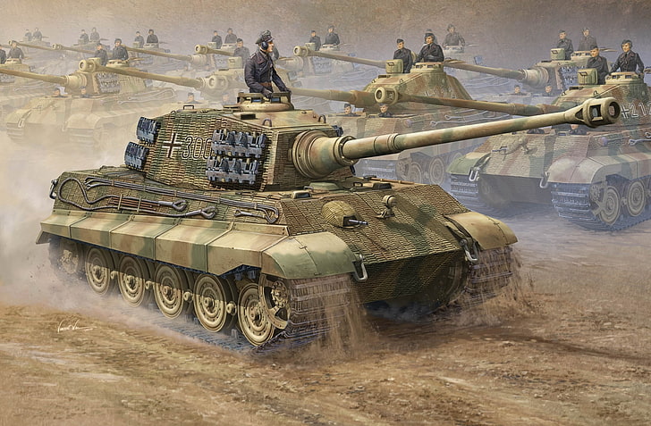 ilustracja czołgów bojowych, wojna, czołg, sztuka, Stroy, ciężki, niemiecki, Tiger II, PzKpfw VI Ausf. B, broń czołgowa, Royal Tiger, Henschel, 503-th batalion czołgów ciężkich, Heavy Panzer Battalion 503, King tiger, Tapety HD