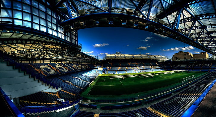 Stamford Bridge, green and blue stadium, Sports, Football, HD wallpaper