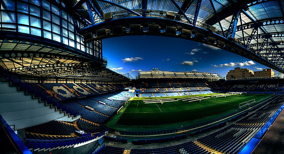Stamford Bridge, stade vert et bleu, Sports, Football, Fond d'écran HD HD wallpaper