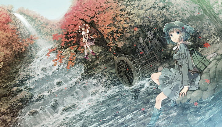 Anime, Touhou, Aya Shameimaru, Nitori Kawashiro, HD wallpaper