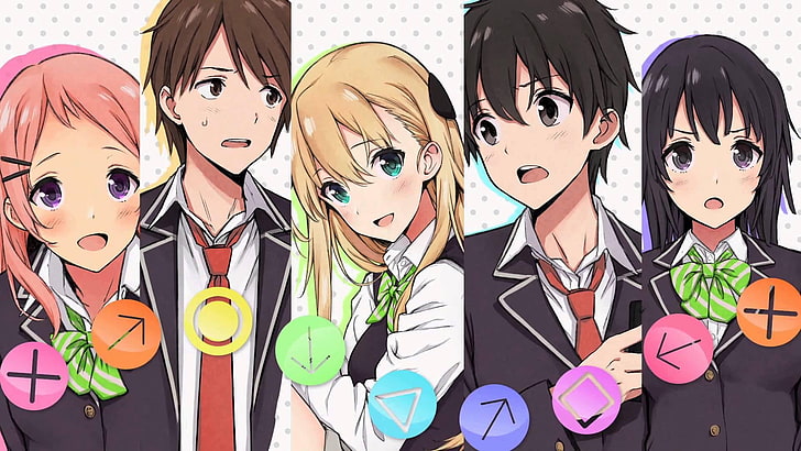 Anime: Gamers!, Aguri (Gamers!), Amano Keita, Karen Tendou, Hoshinomori Chiaki, anime girls, HD wallpaper