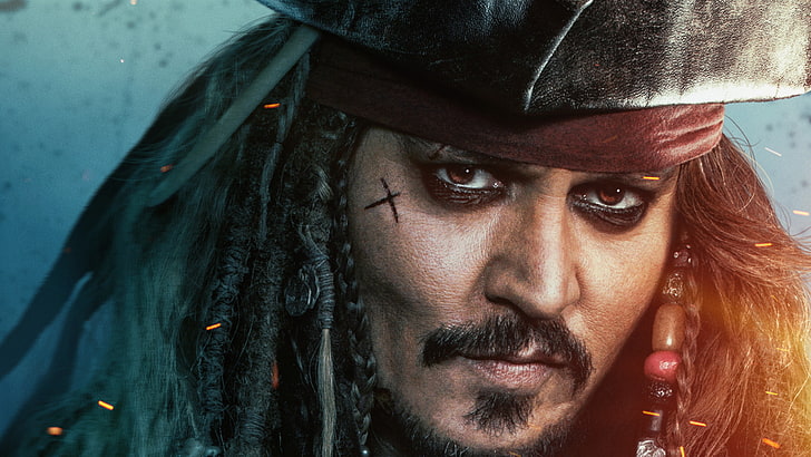 กัปตันแจ็คสแปร์โรว์ Pirates of the Caribbean: Dead Men Tell No Tales, 4k, 8k, Johnny Depp, วอลล์เปเปอร์ HD