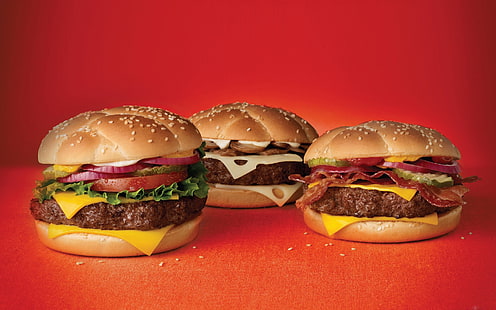 гамбургеры, еда, обед, гамбургеры, бутерброды, HD обои HD wallpaper
