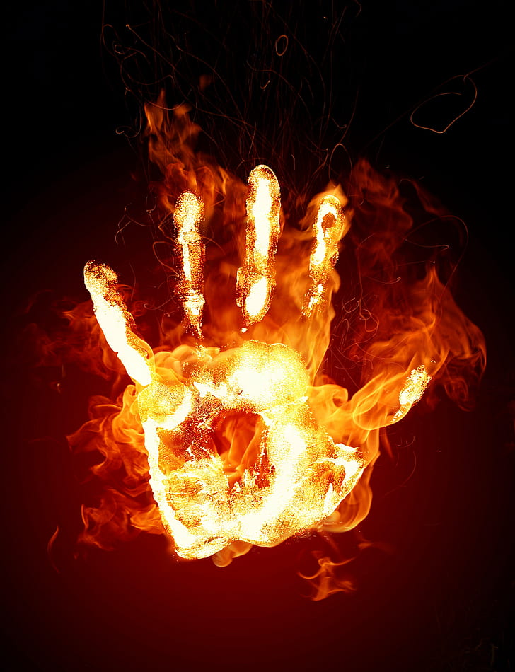 fire hand handprints, HD wallpaper