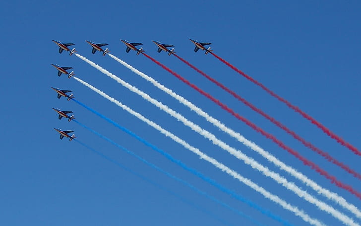 aerei, jet, militari, Patrouille de France, Sfondo HD