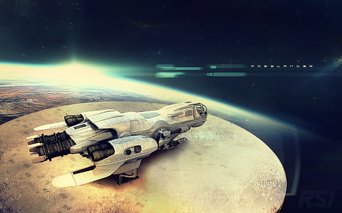 nave espacial gris, Star Citizen, Freelancer (Star Citizen), nave espacial, videojuegos, Fondo de pantalla HD HD wallpaper