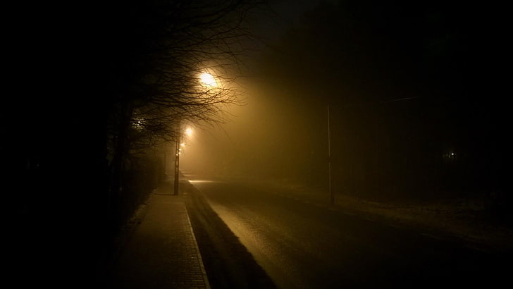 noite, escuro, rua, vazio, crepúsculo, HD papel de parede