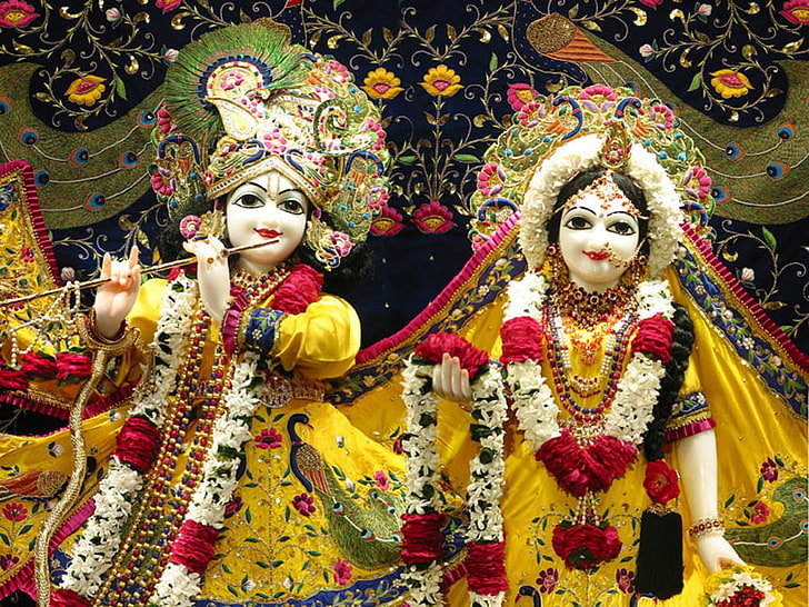 Shri Krishna Radha Heykeli, iki Hindu Tanrı figürü, Tanrı, Lord Krishna, HD masaüstü duvar kağıdı